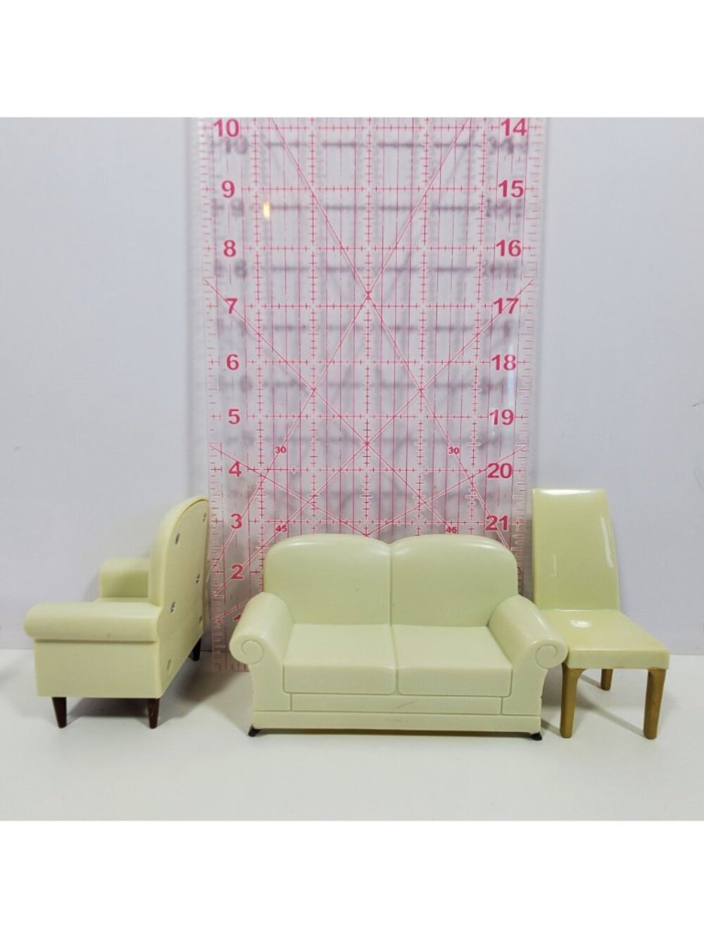 Couch Armchair Dining Chair Vintage Plastic Unmarked Dollhouse Furniture Lot - Picture 3 of 13